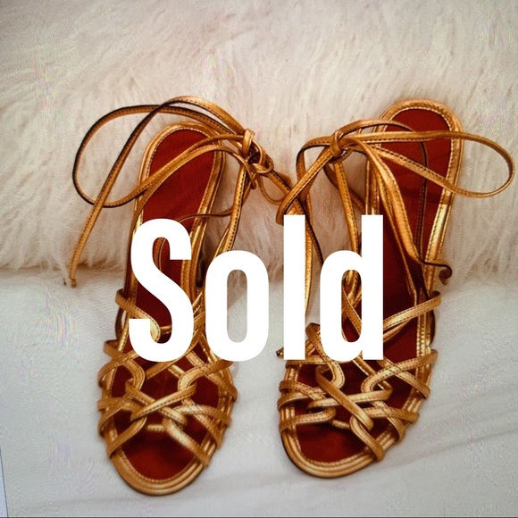 Shoes - Gold Ankle Strap Heel Sandals BCBGMAXAZRIA